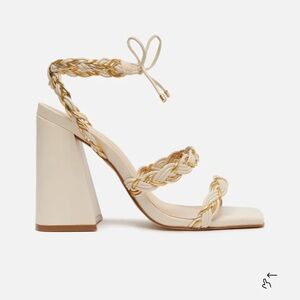 Arezzo block heel sandals in off-white with ankle tie